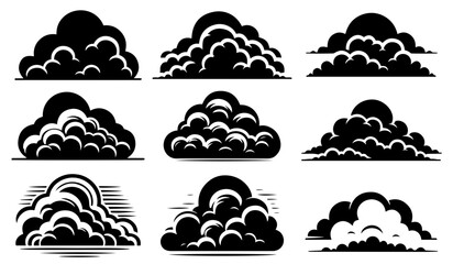 Diverse Cloud Formation Silhouettes - Weather Vector Collection, Cloud Vector