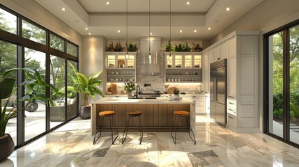 Fototapeta premium Harmony of Styles: Balanced Transitional Kitchens
