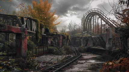 Photo sur Plexiglas Parc dattractions abandoned theme park ,amusement park  with cloudy day on dry land
