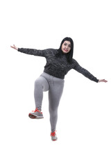 plus size model in sporty form isolated on transparent background.