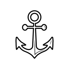 Anchor black line vector icon sailor symbol