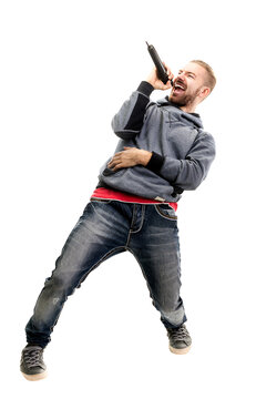 singer isolated on transparent background.