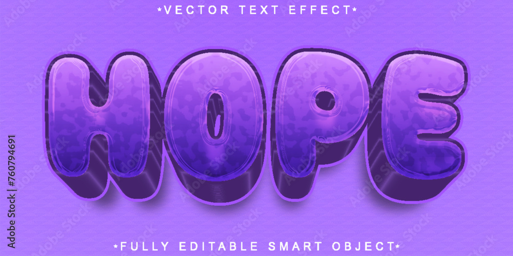 Wall mural cartoon purple hope vector fully editable smart object text effect