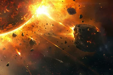 Badkamer foto achterwand Otherworldly Apocalypse space cosmic. Star energy meteor. Generate Ai © anatolir