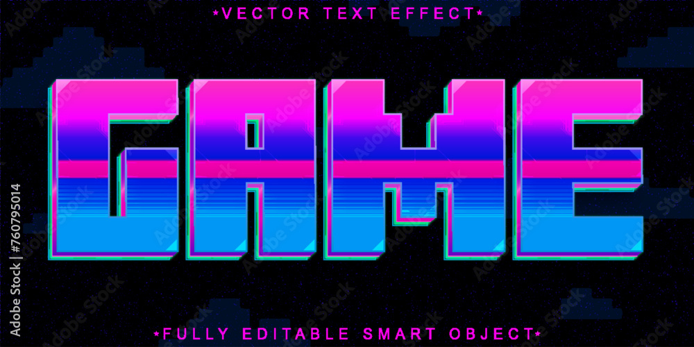 Poster Arcade Pixel Game Colorful Vector Fully Editable Smart Object Text Effect