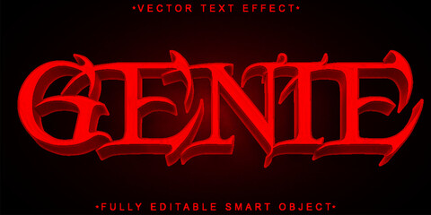 Red Genie Horror Vector Fully Editable Smart Object Text Effect