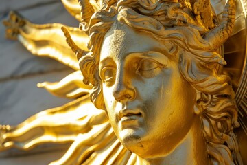 Imposing Apollo god statue face. Bust perfect. Generate Ai
