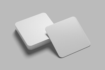 White square blank beer coasters isolated vector image perspective view    

