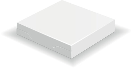 Closed pizza box mockup. White cardboard package