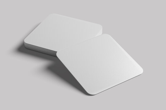 White square blank beer coasters isolated vector image in perspective view   
  
