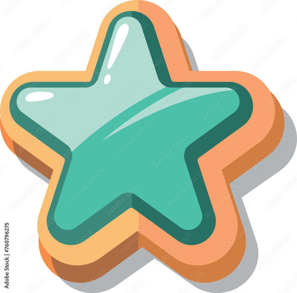 Aufkleber star shape button. cartoon game ui element