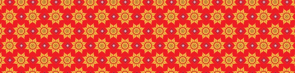 Fototapeta premium Red Mandala seamless pattern background