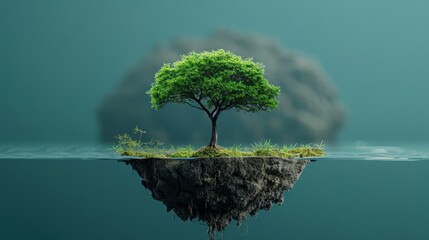 A tree on top of the planet earth, preserving the ecosystem - obrazy, fototapety, plakaty