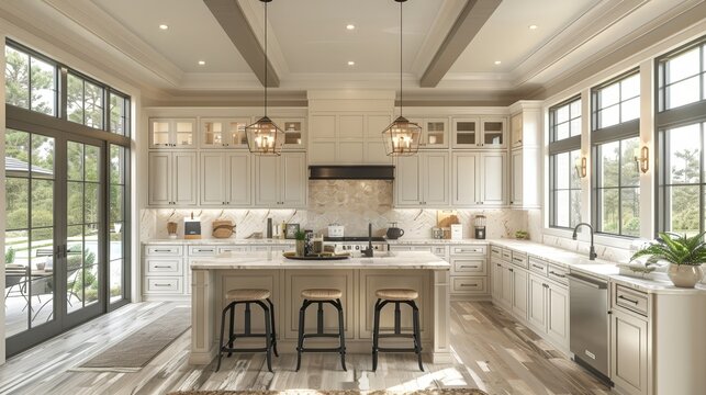 Elegant Harmony: Modern and Traditional Elements in a Timeless Kitchen Design