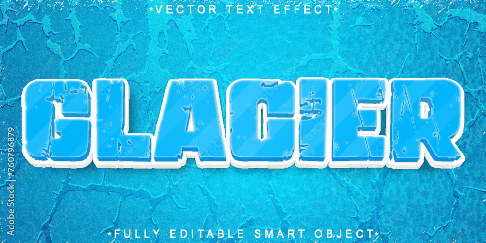 Poster cartoon blue glacier vector fully editable smart object text effect