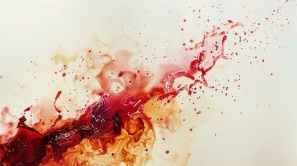 Red wine stains grunge watercolor texture on a beige background. AI generated image