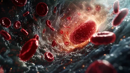 Poster Blood clot or thrombus blocking the red blood cells stream within an artery © Media Srock