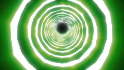Tunnel with green energy rings. Stock image 3D render of space.