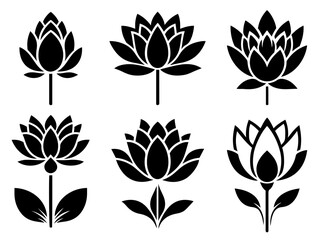 Lotus Vector, Serene Lotus Flower Silhouettes - Peaceful Floral Poses