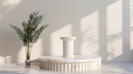 Background podium column 3d roman luxury greek white ancient display product classic., generated with AI
