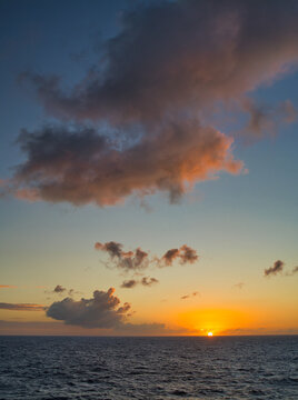 Sunset over a tranquil sea in the Caribbean - taken from a cruise ship.