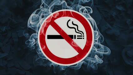 A no smoking sign appears through the smoke.