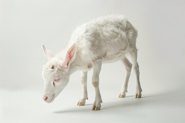 Fototapeta premium white goat on a white background