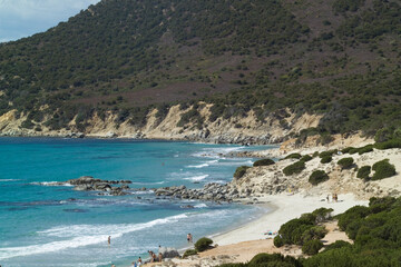 beach and sea, Coast near Villasimius, Cagliari, Sardinia. Italy, Cape Carbonara