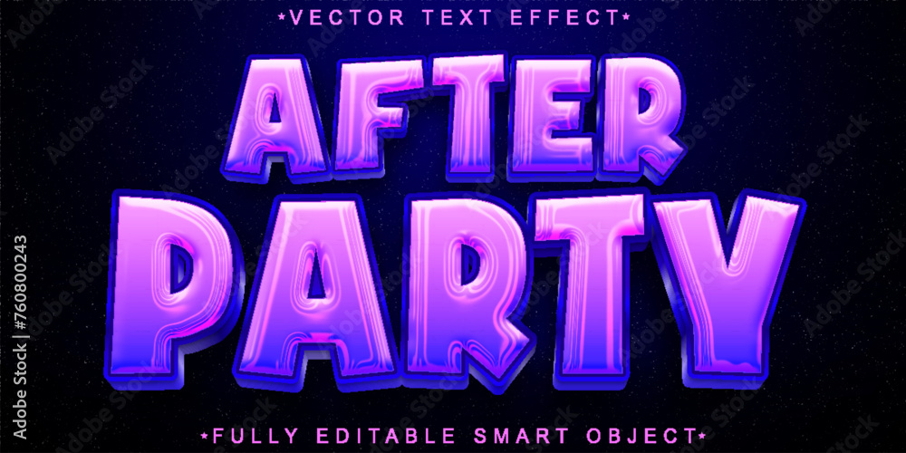 Poster shiny after party vector fully editable smart object text effect
