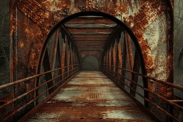 Fototapeta na wymiar Aged Arch rusty bridge isometric. Vintage old. Generate AI