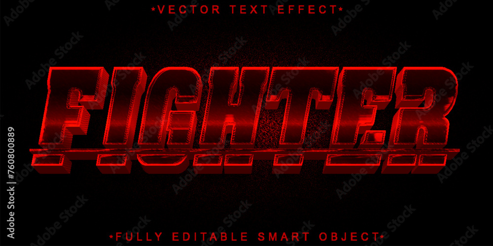 Poster red fighter vector fully editable smart object text effect