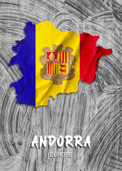 Europe - Country map & nation flag wallpaper - Andorra