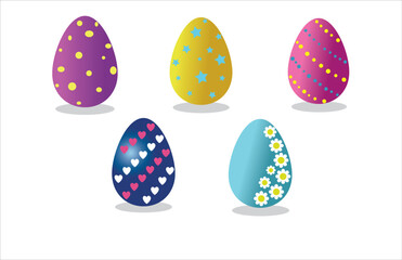Easter eggs set vector design. Easter egg colorful collection elements for spring holiday layout in white isolated background. Vector Illustration.