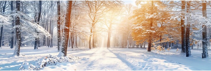 Tranquil winter sunrise landscape provides ideal serene morning background views