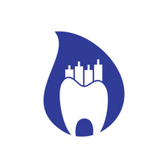 Dental finance drop shape concept icon logo. Dental stat vector logo design template.	