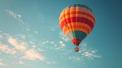 Fototapeta na wymiar Hot Air Balloon Soaring in Blue Sky