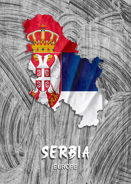 Europe - Country map & nation flag wallpaper - Serbia