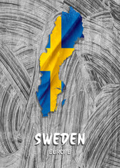 Europe - Country map & nation flag wallpaper - Sweden