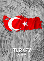 Europe - Country map & nation flag wallpaper - Turkey
