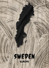Europe - Country map & nation flag wallpaper - Sweden