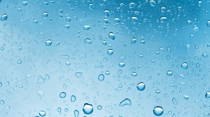 Blue background raindrops on a rain glass	
