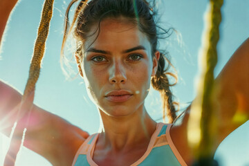 Portrait of an athletic woman in sports clothes