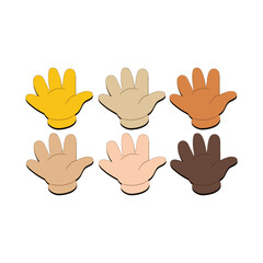 Hand with Fingers Splayed Gesture Icon. Raised hand emoji. Folded Hands sign, All skin tone gesture emoji