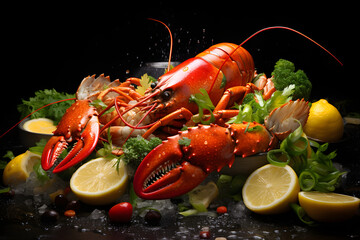 Lobster plate, eating lobster, lobster at a restaurant, eating sea food