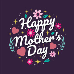 Happy Mother's Day Greeting Card Design with hearts and flower vector illustration. Beautiful Hand drawn lettering for celebrate Mother's Day.
Best Mom ever poster, banner, greeting card. Pink color