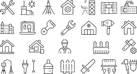 Obraz premium Construction related icons home, building etc with editable vectors.