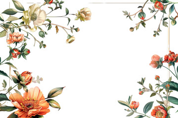 Beautiful wild flowers frame isolated on transparent background. PNG. Vintage Watercolor floral frame with empty space for copy text. Flower border for wedding invitation and for postcard design