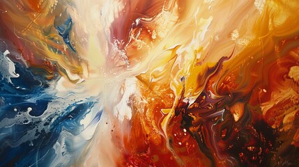 Dynamic abstract oil painting background with fluid forms and a sense of motion.