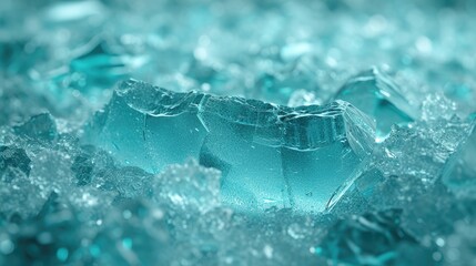 Macro image capturing the intricate details of a translucent ice structure with a cool blue tone.