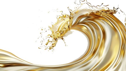 golden liquid splash. cut out